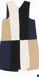 Square Print Multicolor Dress By Zara Ladies S